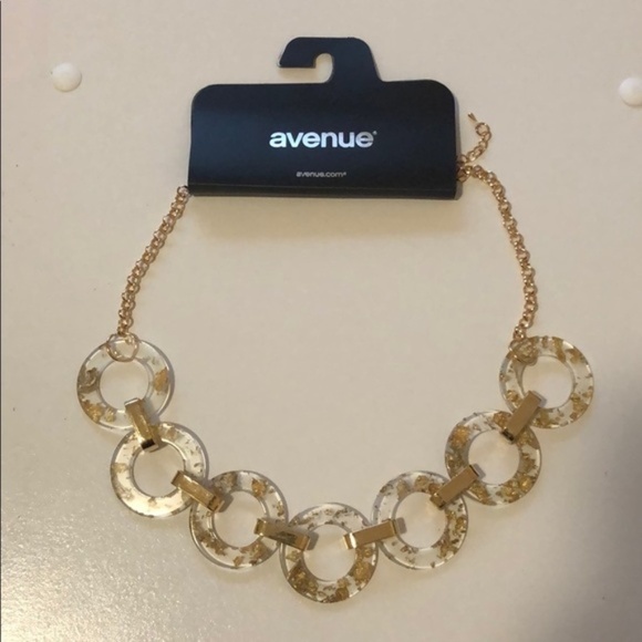 New Gold & Acrylic Link Statement Necklace - Picture 2 of 9